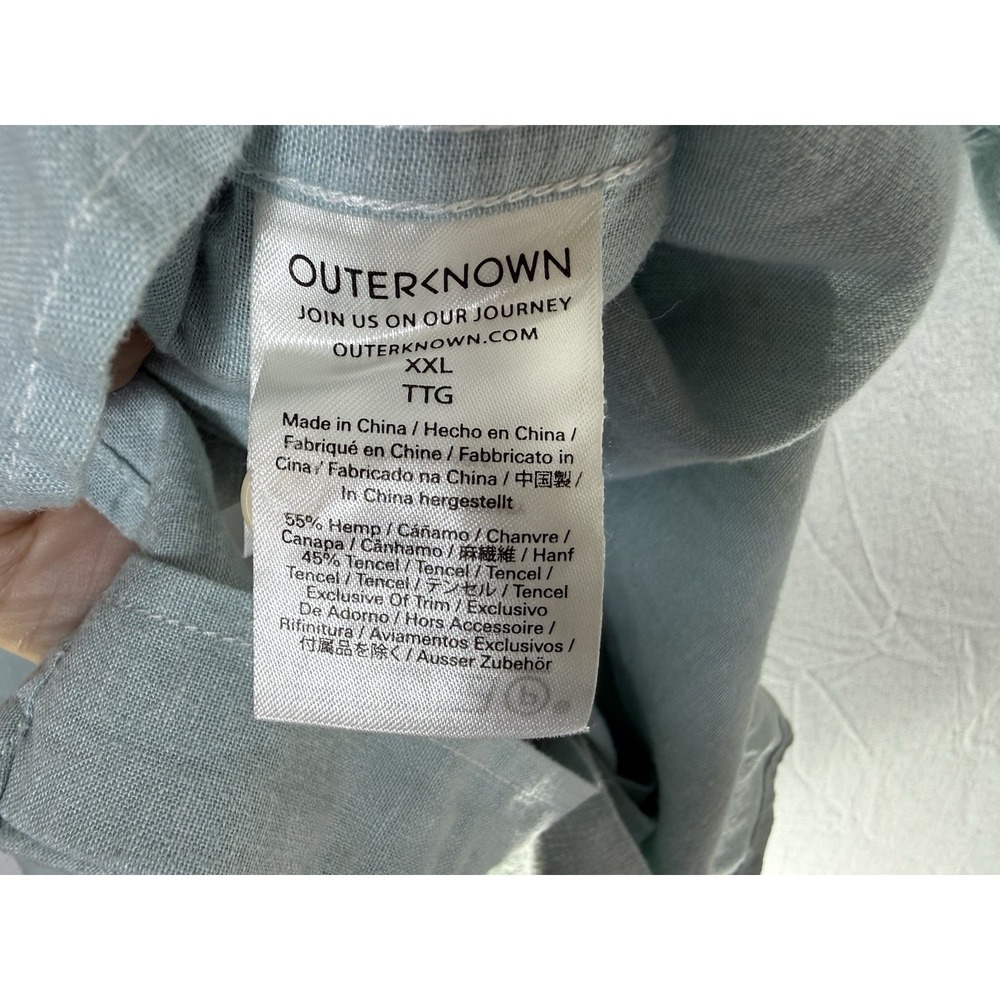 Outerknown Mens 2Xl Hemp Tencel Light Blue Short Sleeve Button Shirt Resort NWT - Picture 6 of 6